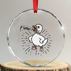 F Caw F Grumpy Goose Crystal Glass Ornament Funny Attitude Meme Gift TS12 Transparent Glass 3'' Circle Print Your Wear