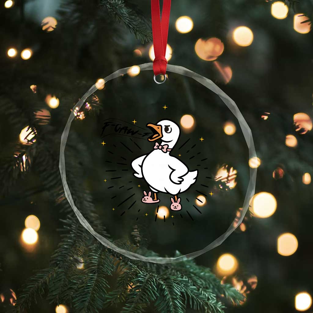 F Caw F Grumpy Goose Crystal Glass Ornament Funny Attitude Meme Gift TS12 Print Your Wear