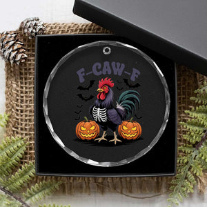 F Caw F Halloween Chicken Skeleton Crystal Glass Ornament Spooky Funny Rooster Meme TS02 Print Your Wear