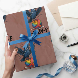 F Caw F I Am Knitting Wrapping Paper Roll Funny Raven Gift For Knitter TS12 Mocha Print Your Wear