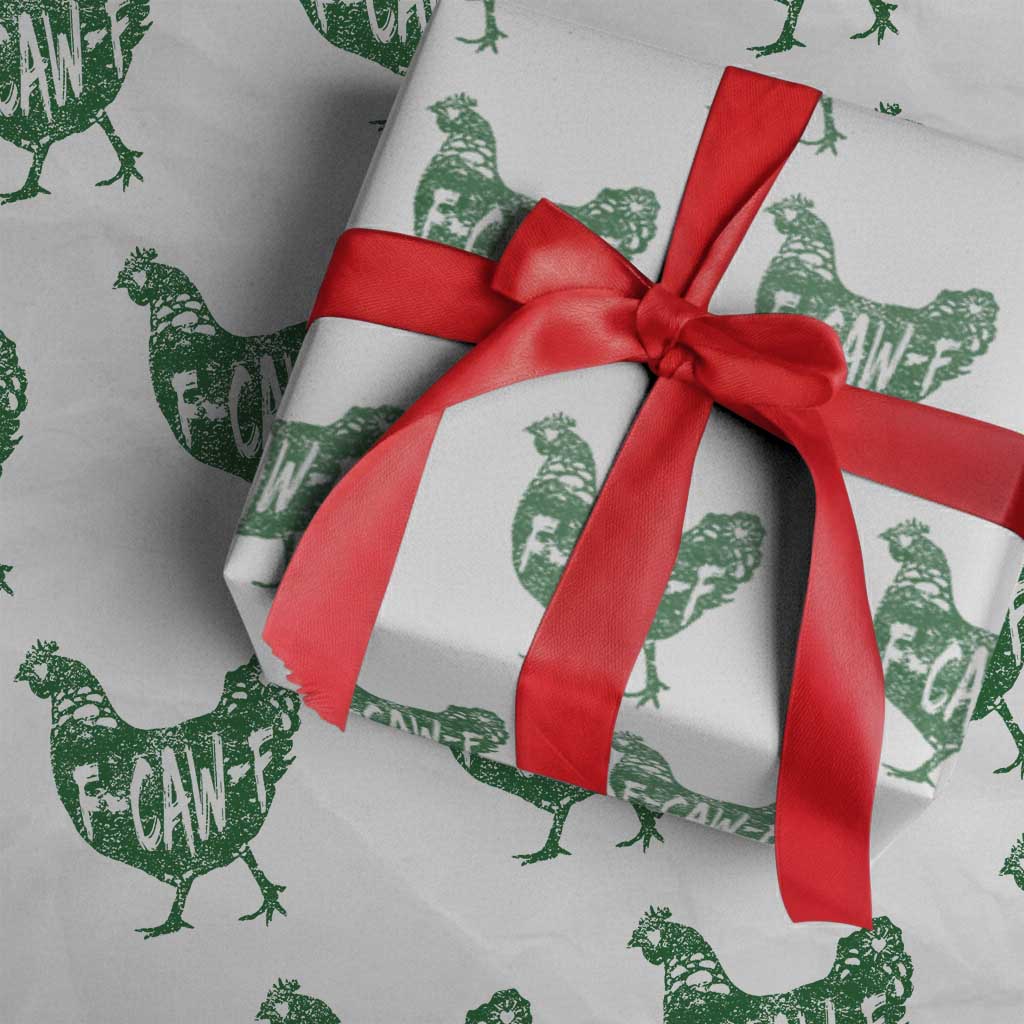 F Caw F Lucky Chicken Wrapping Paper Roll Funny St Patricks Day TS14 White Print Your Wear