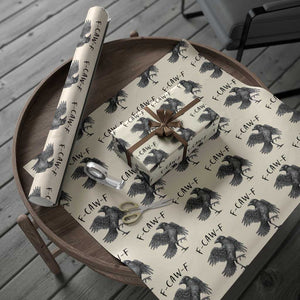 F Caw F Raven Graphic Wrapping Paper Roll Funny Sarcastic Bird with Attitude TS02 Beige Print Your Wear