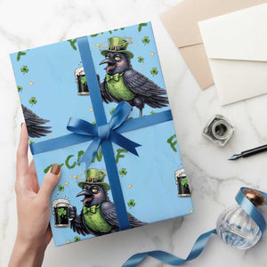 F Caw F Raven Lover Wrapping Paper Roll Funny St Patricks Day Gift TS12 Light Blue Print Your Wear