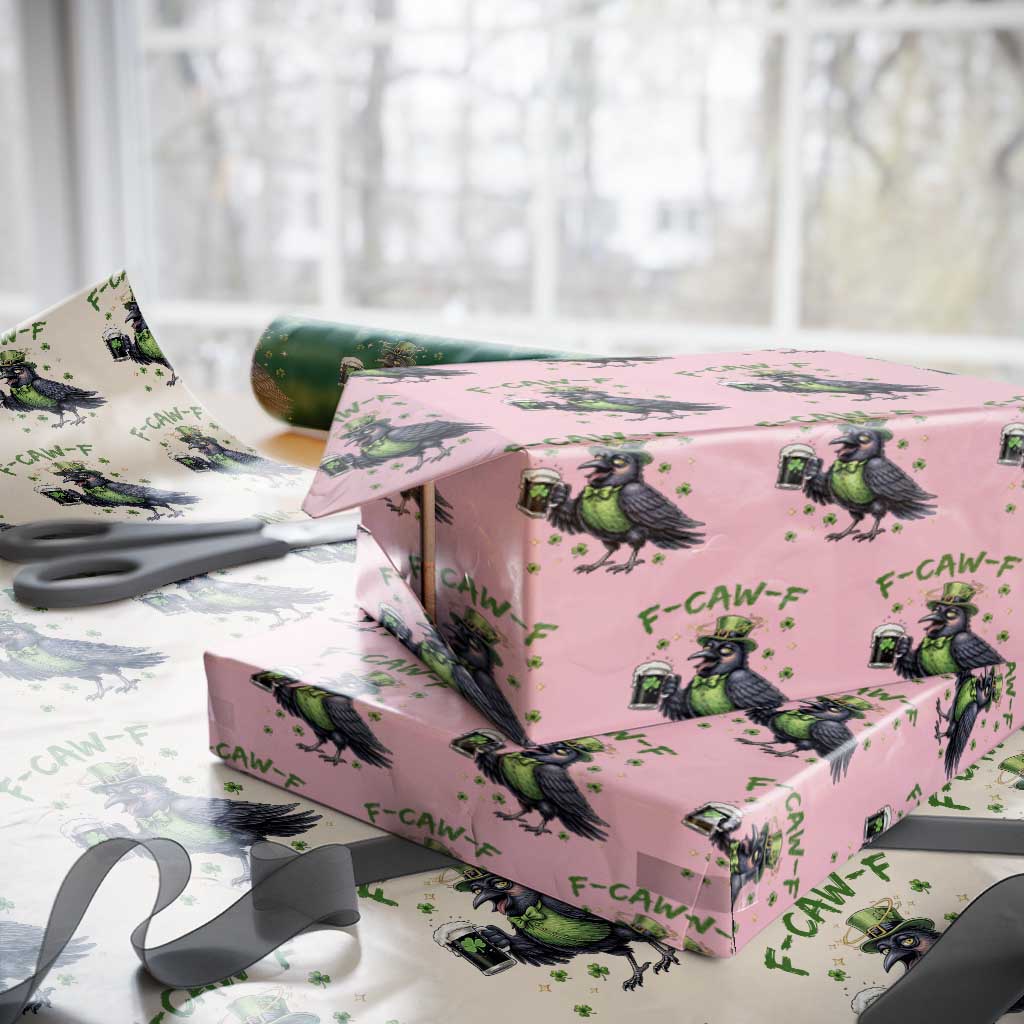 F Caw F Raven Lover Wrapping Paper Roll Funny St Patricks Day Gift TS12 Light Pink Print Your Wear