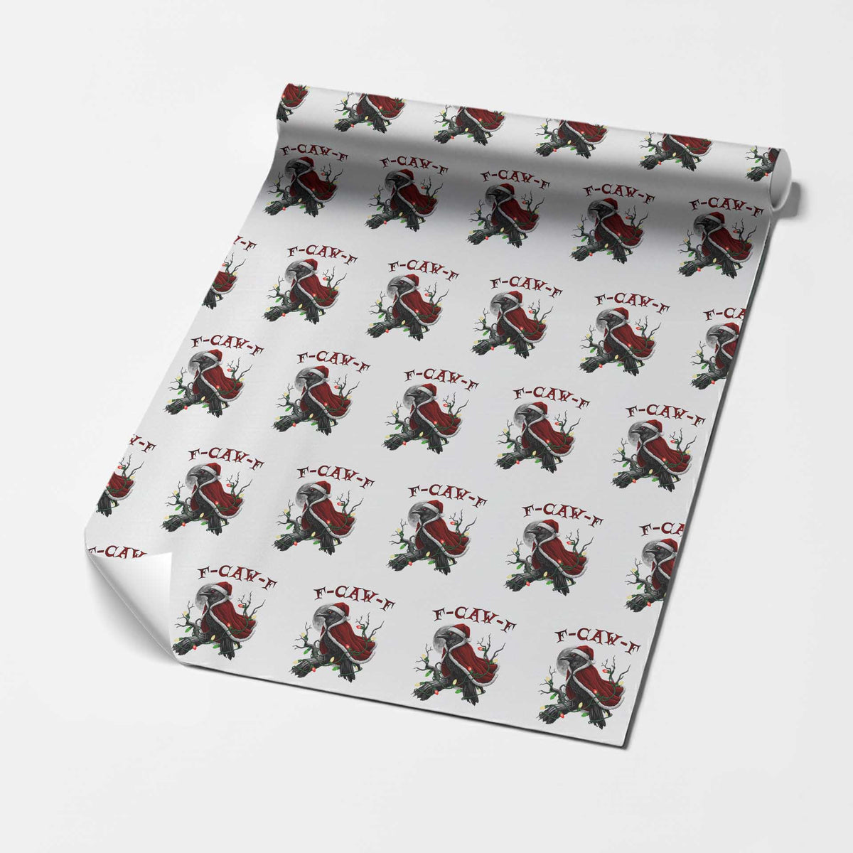 F Caw F Raven Sarcastic Joke Wrapping Paper Roll Holiday Gag Gift TS12 White Print Your Wear