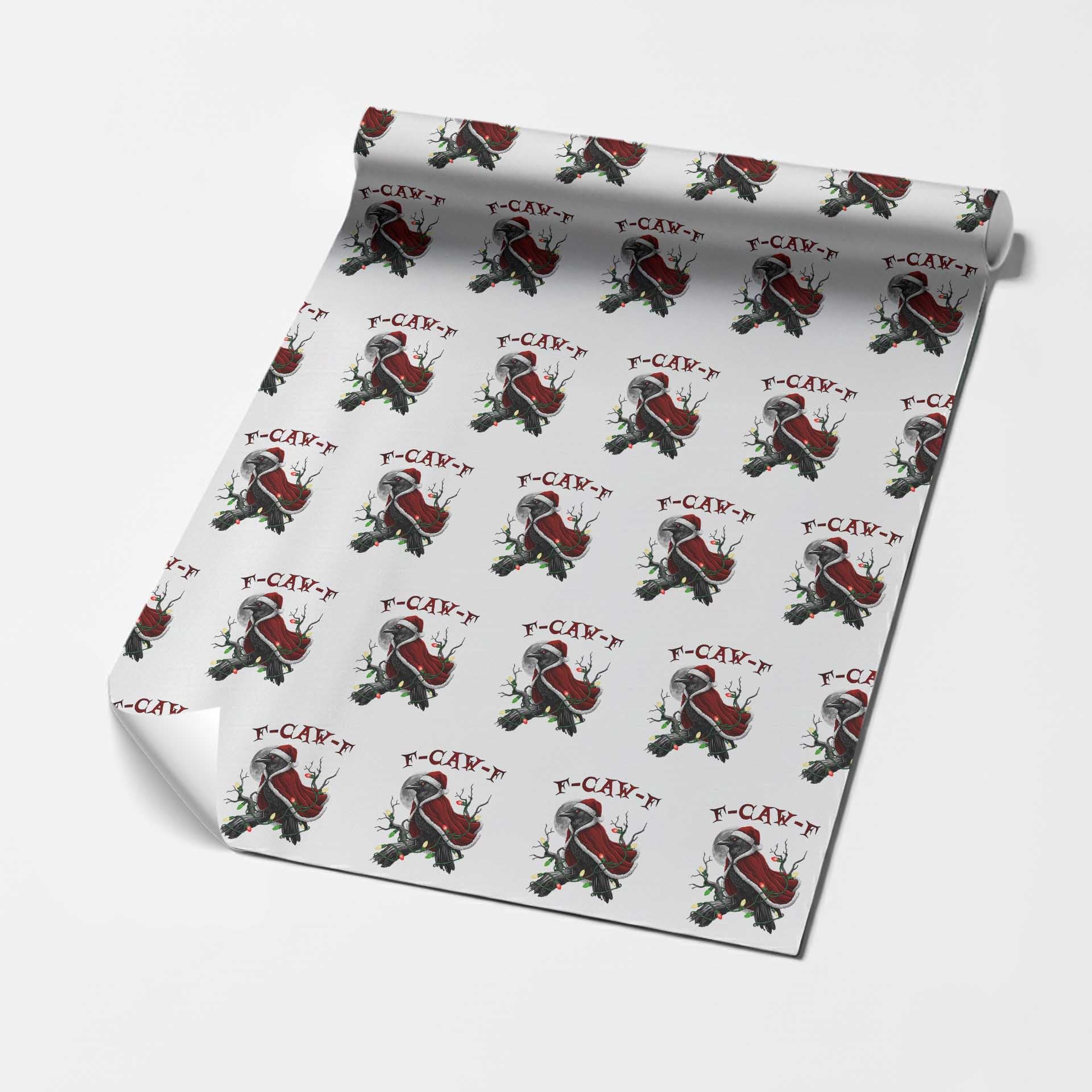 F Caw F Raven Sarcastic Joke Wrapping Paper Roll Holiday Gag Gift TS12 White Print Your Wear