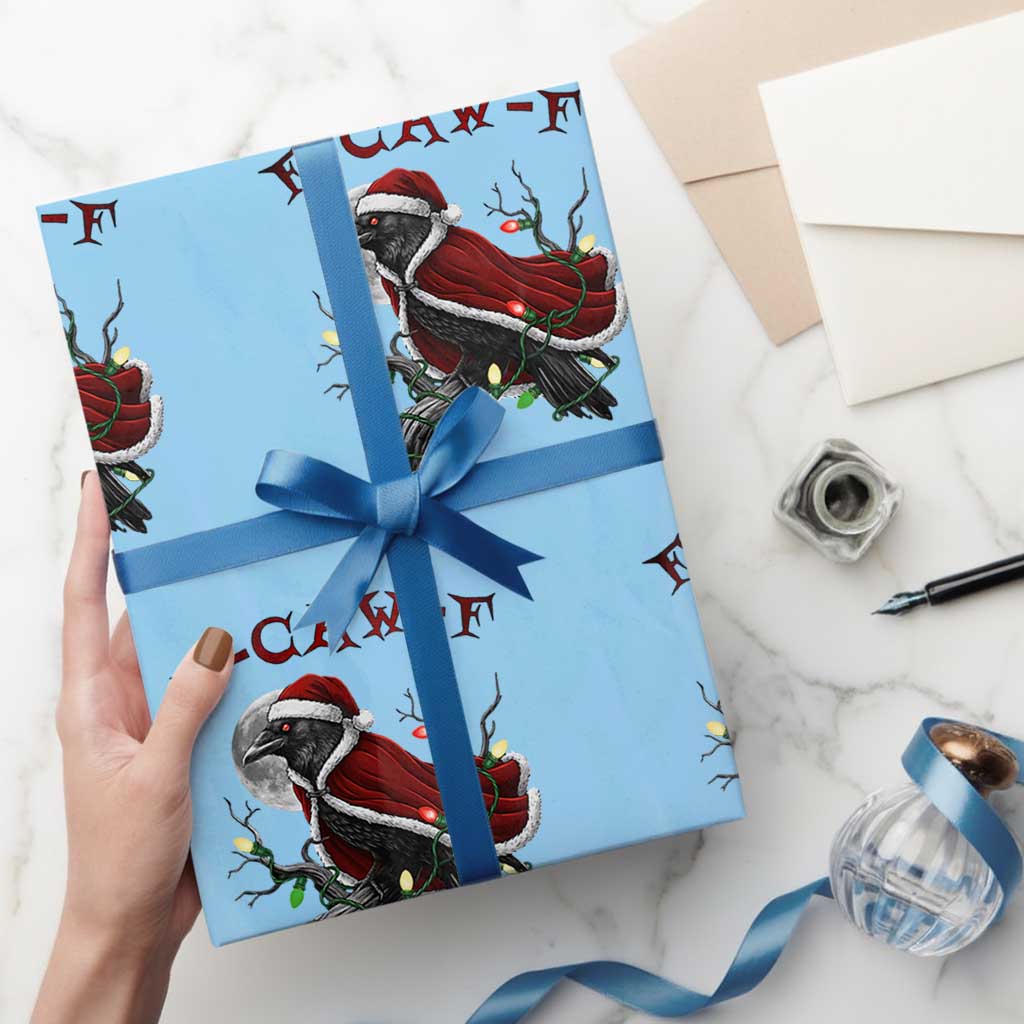 F Caw F Raven Sarcastic Joke Wrapping Paper Roll Holiday Gag Gift TS12 Light Blue Print Your Wear
