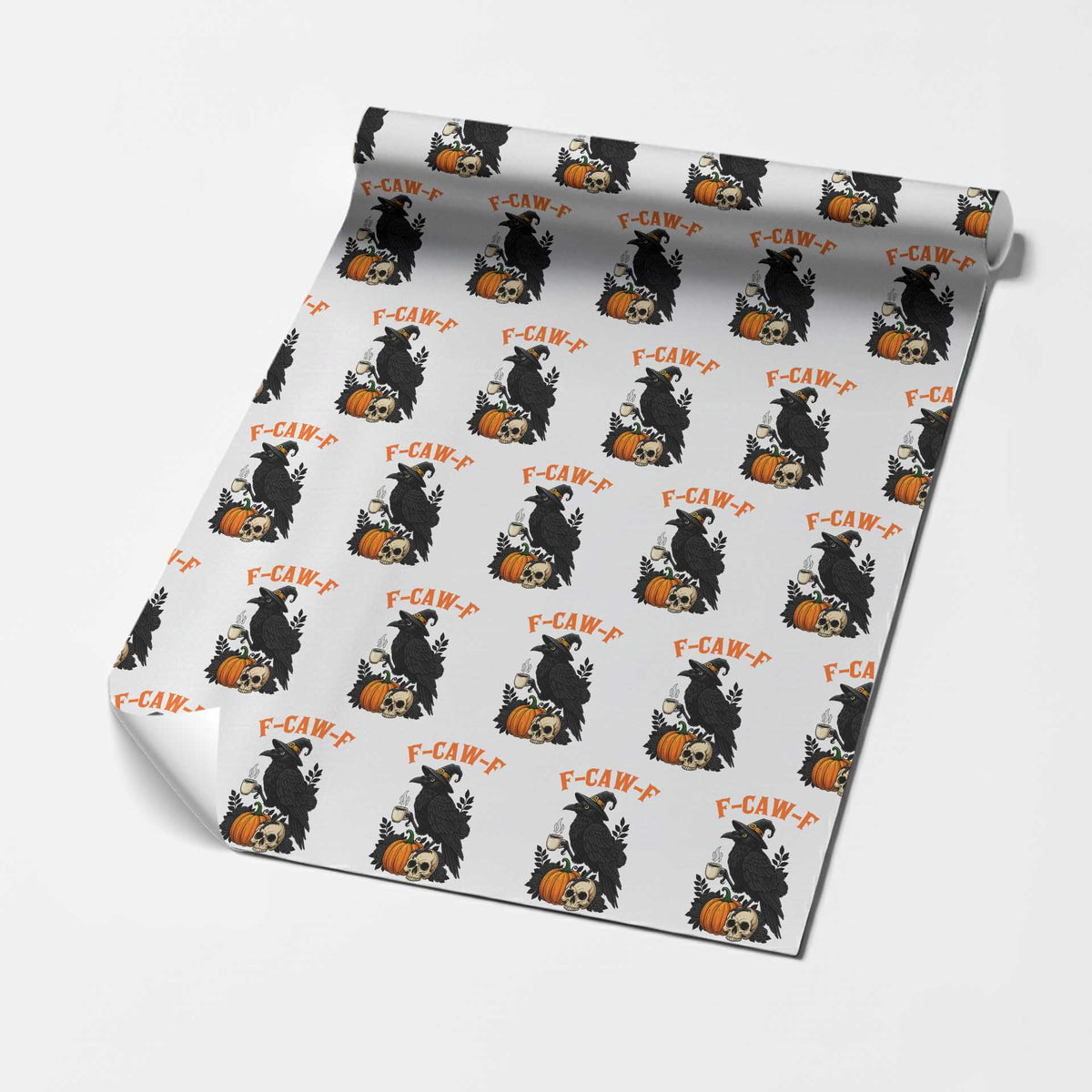 F Caw F Raven Witch Coffee Wrapping Paper Roll Funny Halloween Sarcastic Gothic Bird with Attitude TS02 White Print Your Wear