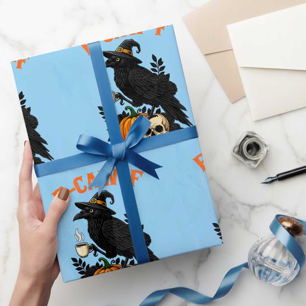F Caw F Raven Witch Coffee Wrapping Paper Roll Funny Halloween Sarcastic Gothic Bird with Attitude TS02 Light Blue Print Your Wear