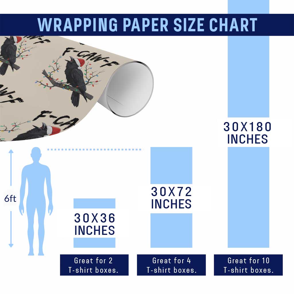 F Caw F Raven Xmas Wrapping Paper Roll Funny Dark Holiday Humor Spooky Season TS02 Print Your Wear