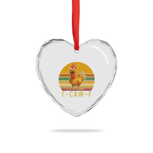 F Caw F Retro Chicken Meme Heart Crystal Glass Ornament Vintage Sunset Poultry Graphic Loud Bird Energy TS02 Print Your Wear