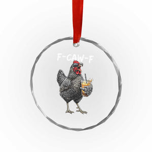 F-CAW-F Sarcastic Chicken Drinking Coffee Crystal Glass Ornament Funny Morning Mood Grumpy Hen Iced Coffee Lover TS02 Print Your Wear