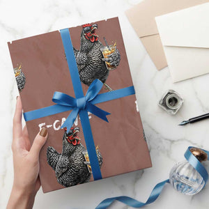 F-CAW-F Sarcastic Chicken Drinking Coffee Wrapping Paper Roll Funny Morning Mood Grumpy Hen Iced Coffee Lover TS02 Mocha Print Your Wear