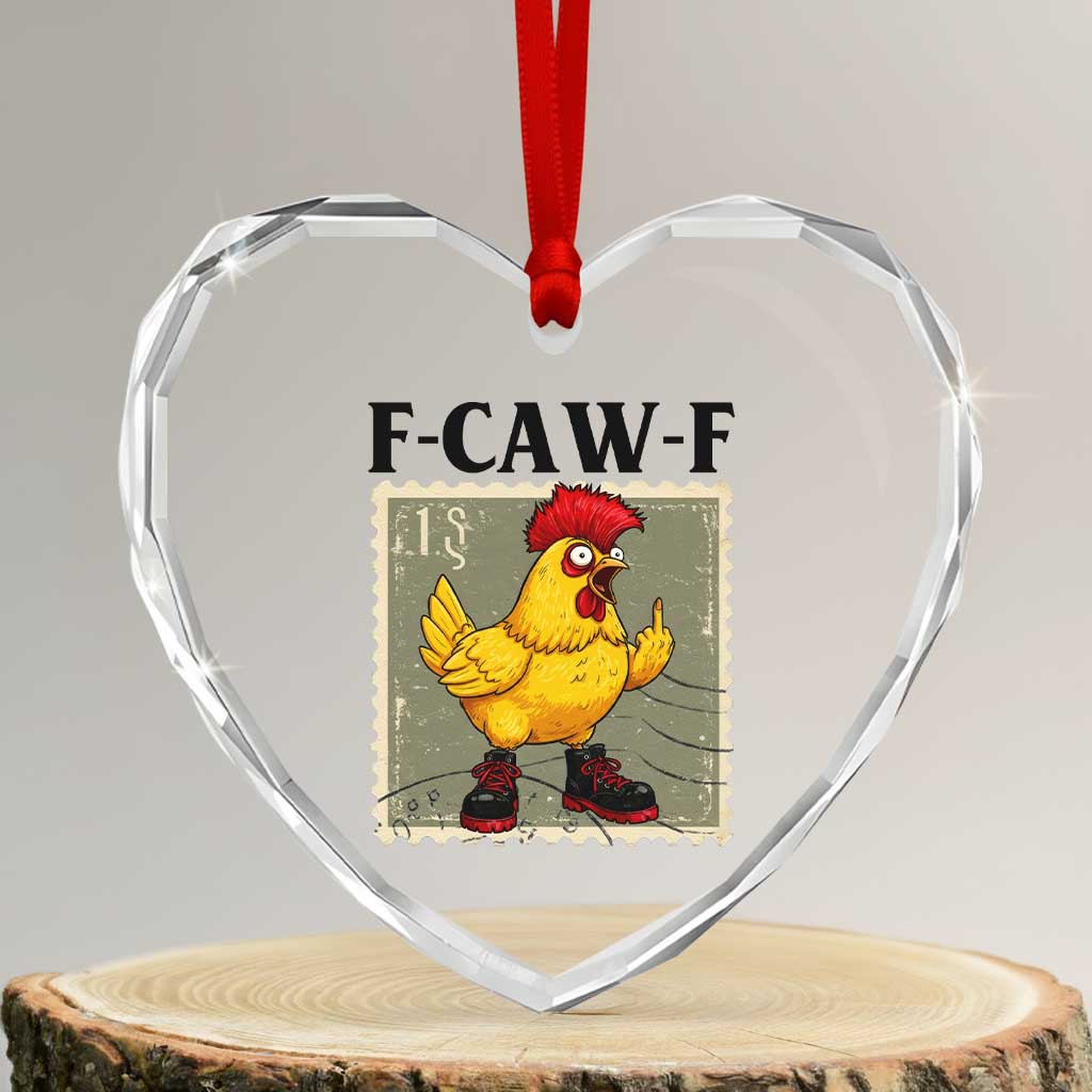 F Caw F Screaming Chicken Heart Crystal Glass Ornament Metal Heavy Punk Rock Music TS10 Transparent Glass 3'' Heart Print Your Wear