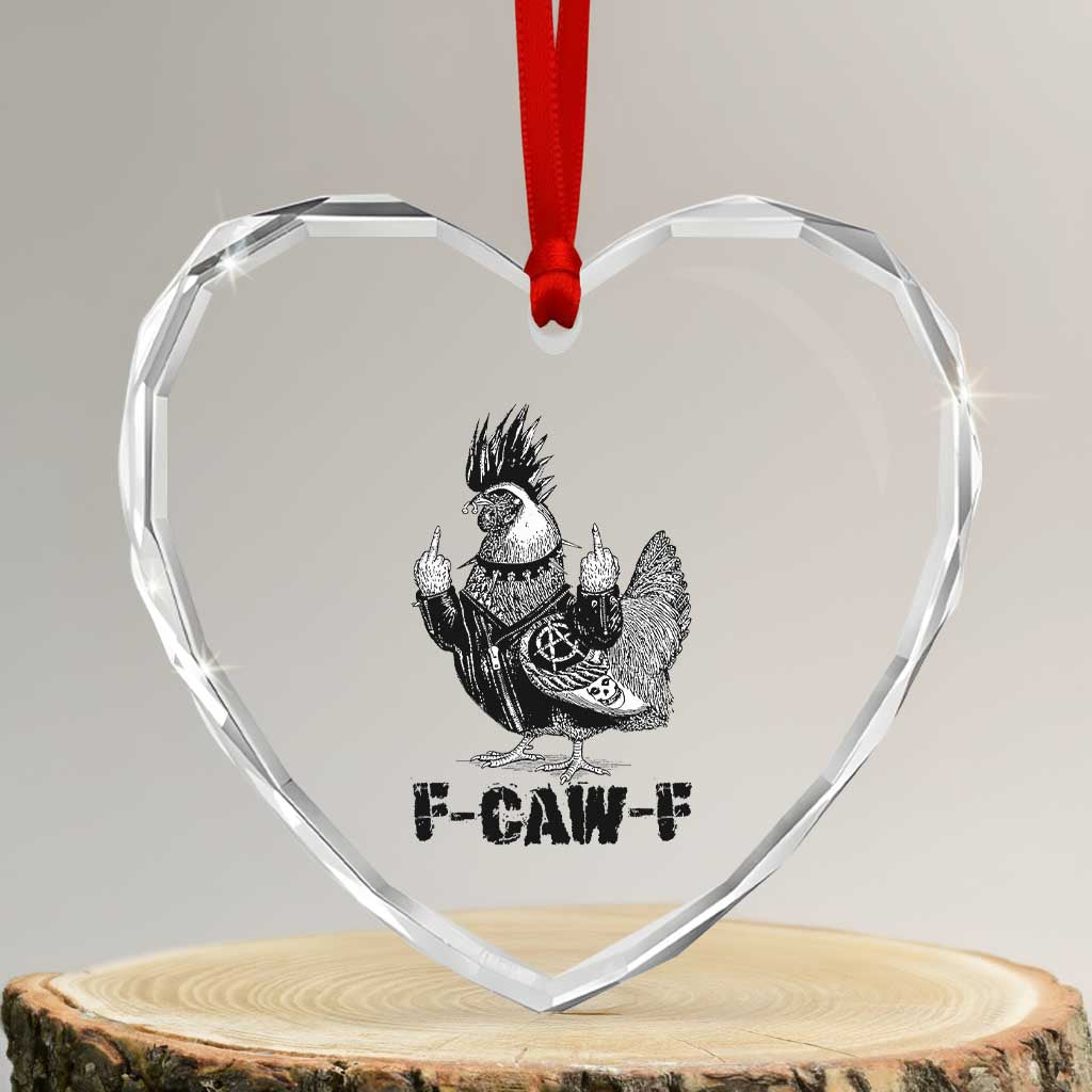 F Caw F Screaming Chicken Heart Crystal Glass Ornament Metal Heavy Punk Rock Music Lovers TS10 Transparent Glass 3'' Heart Print Your Wear