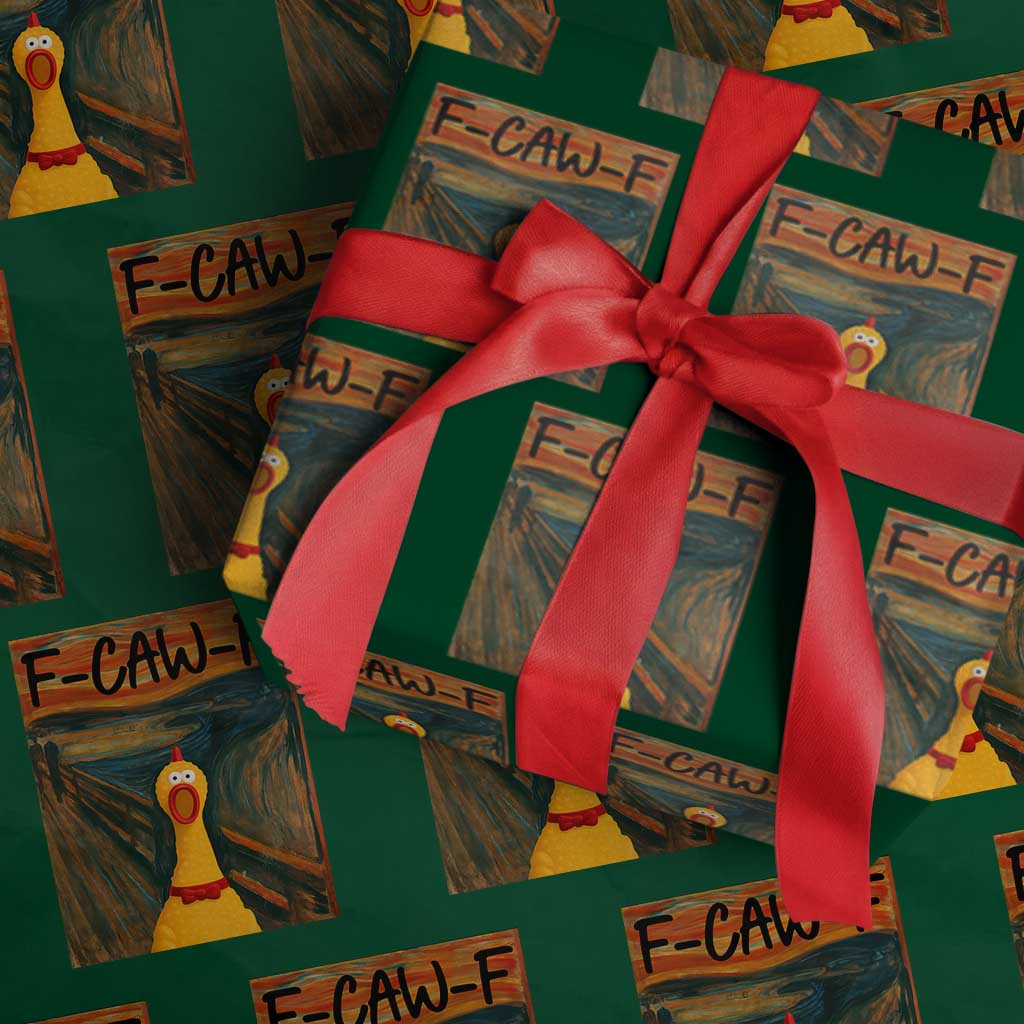 F Caw F Screaming Chicken Wrapping Paper Roll Funny Fawk Off Meme TS10 Green Print Your Wear