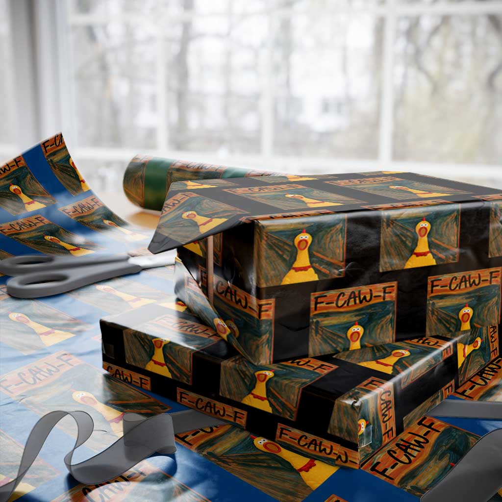 F Caw F Screaming Chicken Wrapping Paper Roll Funny Fawk Off Meme TS10 Black Print Your Wear