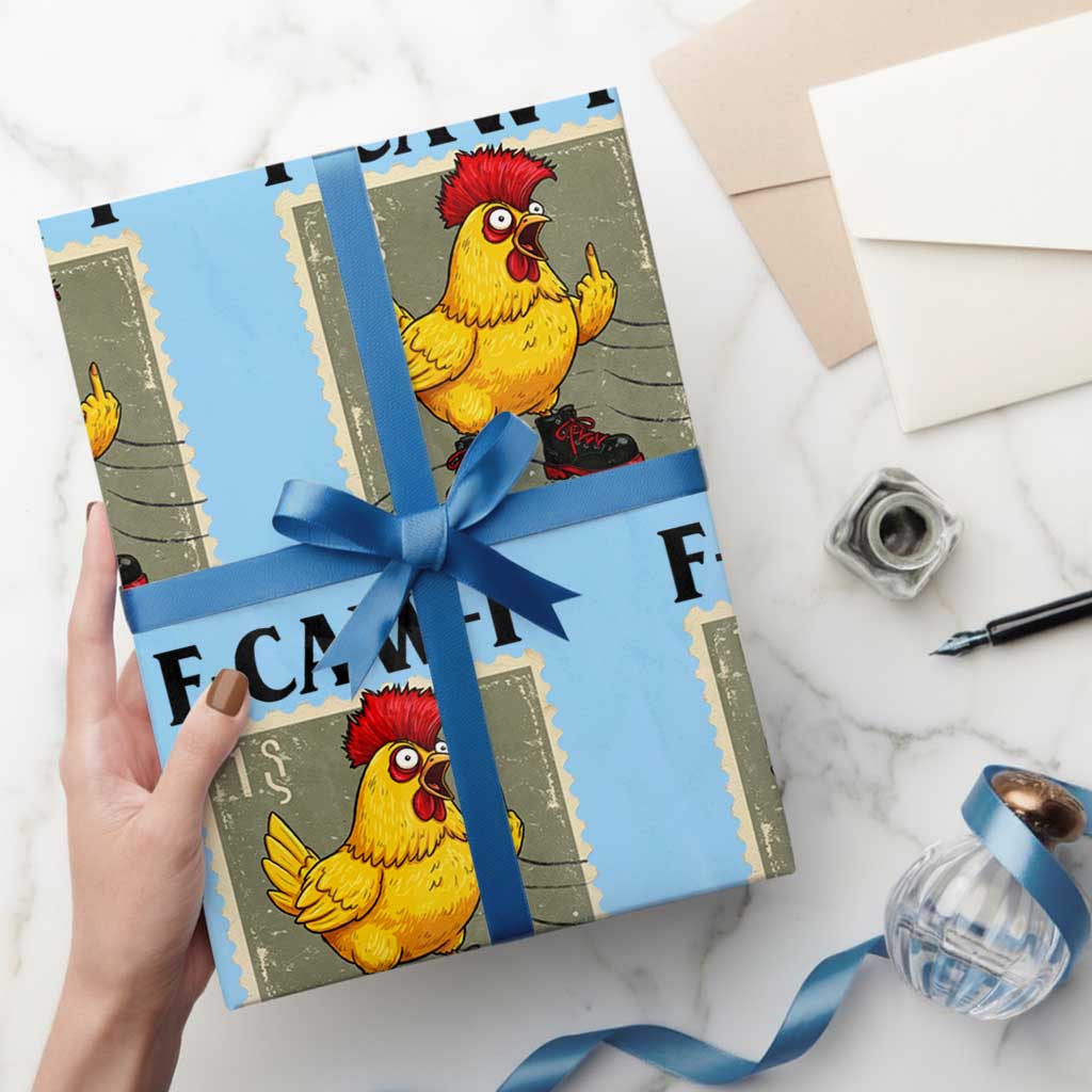 F Caw F Screaming Chicken Wrapping Paper Roll Metal Heavy Punk Rock Music TS10 Light Blue Print Your Wear