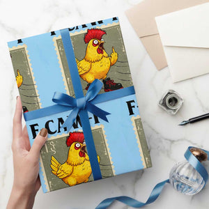 F Caw F Screaming Chicken Wrapping Paper Roll Metal Heavy Punk Rock Music TS10 Light Blue Print Your Wear