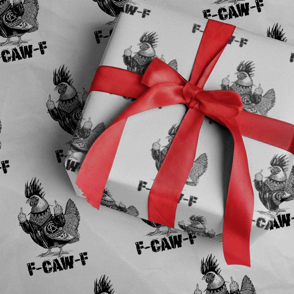 F Caw F Screaming Chicken Wrapping Paper Roll Metal Heavy Punk Rock Music Lovers TS10 White Print Your Wear