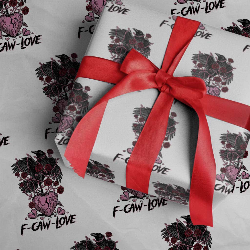 F Caw Love Wrapping Paper Roll Funny Anti Valentines Day Gothic Bird Meme TS14 White Print Your Wear