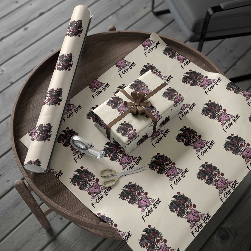 F Caw Love Wrapping Paper Roll Funny Anti Valentines Day Gothic Bird Meme TS14 Beige Print Your Wear