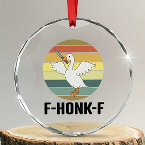 F Honk F Goose With Knife Crystal Glass Ornament Funny Chaotic Meme Gift TS12 Transparent Glass 3'' Circle Print Your Wear