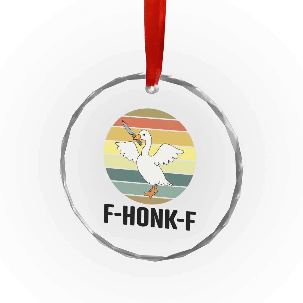 F Honk F Goose With Knife Crystal Glass Ornament Funny Chaotic Meme Gift TS12 Print Your Wear