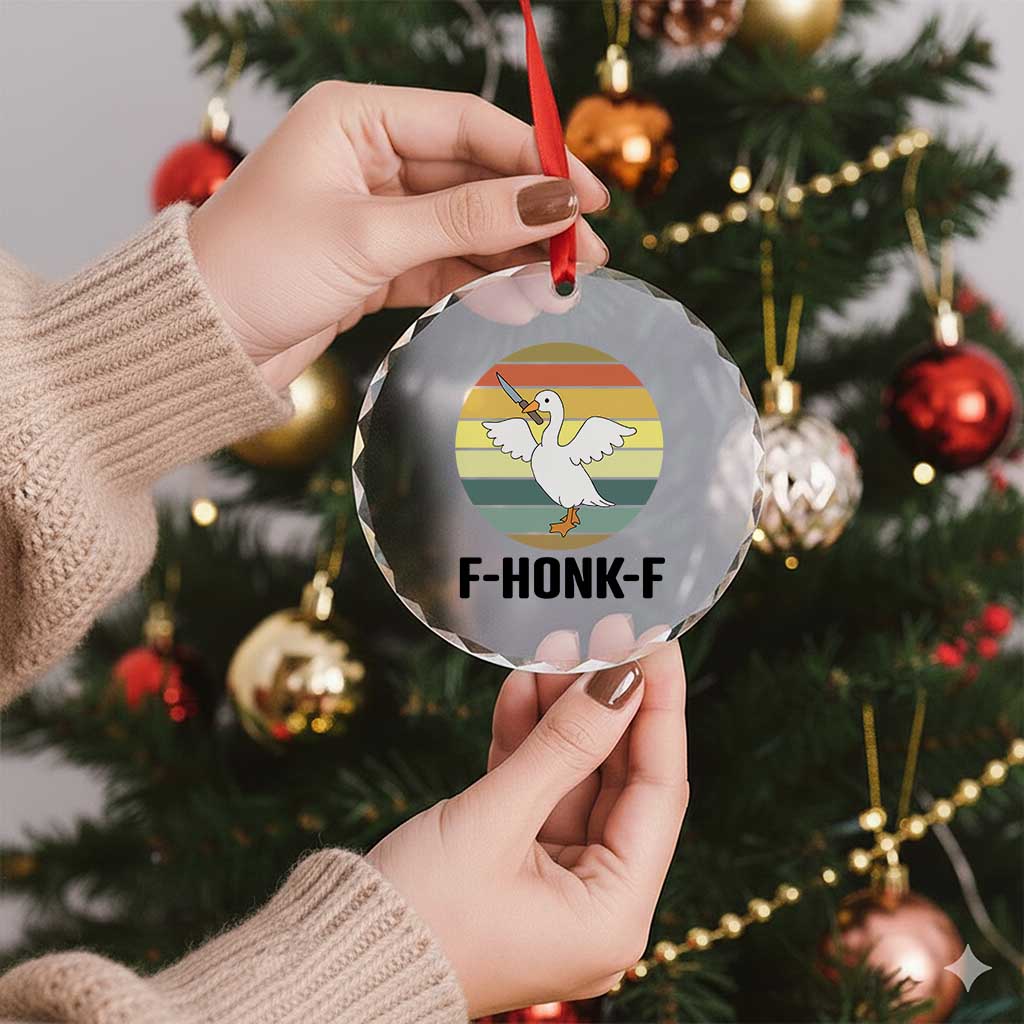 F Honk F Goose With Knife Crystal Glass Ornament Funny Chaotic Meme Gift TS12 Print Your Wear