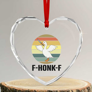 F Honk F Goose With Knife Heart Crystal Glass Ornament Funny Chaotic Meme Gift TS12 Transparent Glass 3'' Heart Print Your Wear