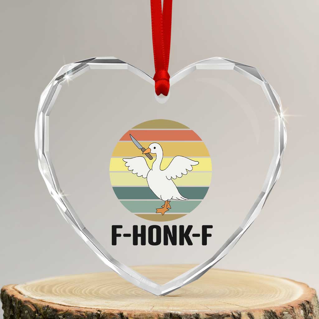 F Honk F Goose With Knife Heart Crystal Glass Ornament Funny Chaotic Meme Gift TS12 Transparent Glass 3'' Heart Print Your Wear