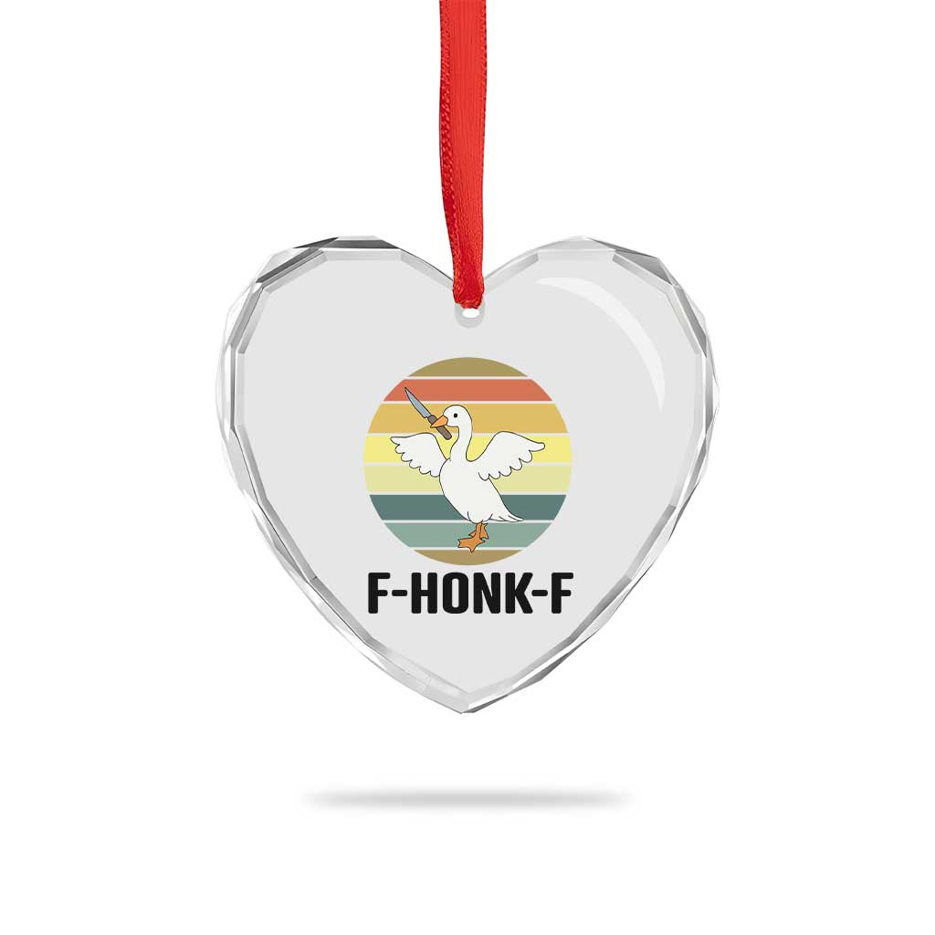 F Honk F Goose With Knife Heart Crystal Glass Ornament Funny Chaotic Meme Gift TS12 Print Your Wear