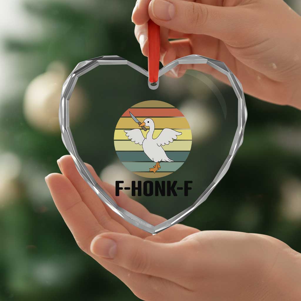 F Honk F Goose With Knife Heart Crystal Glass Ornament Funny Chaotic Meme Gift TS12 Print Your Wear