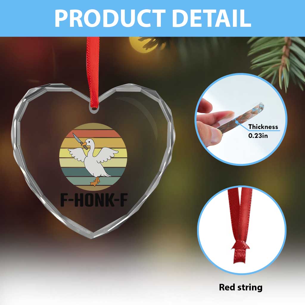 F Honk F Goose With Knife Heart Crystal Glass Ornament Funny Chaotic Meme Gift TS12 Print Your Wear