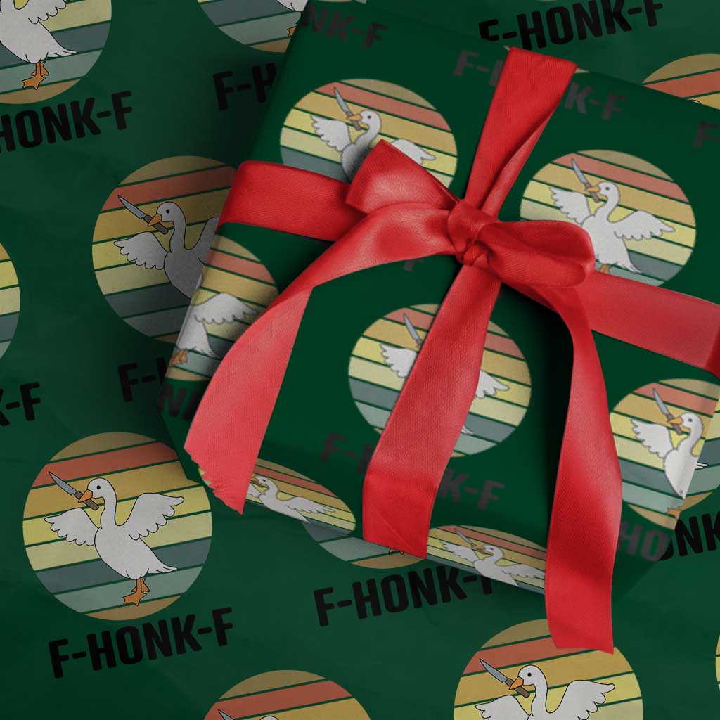 F Honk F Goose With Knife Wrapping Paper Roll Funny Chaotic Meme Gift TS12 Green Print Your Wear