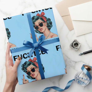 F Ice No Human Is Illegal Wrapping Paper Roll Feminist Pop Art Against Ice Protest Resistance TS02 Light Blue Print Your Wear