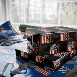 F Ice Retro Distressed American Flag Wrapping Paper Roll Patriotic Against Ice Justice Protest Resistance TS02 Black Print Your Wear