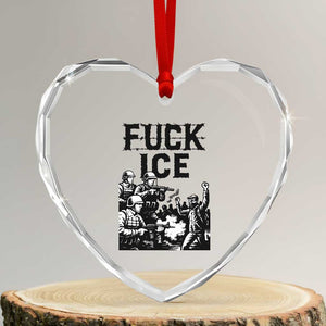 F Ice Riot Protest Graphic Heart Crystal Glass Ornament Political Resistance Against Ice Violence TS02 Transparent Glass 3'' Heart Print Your Wear