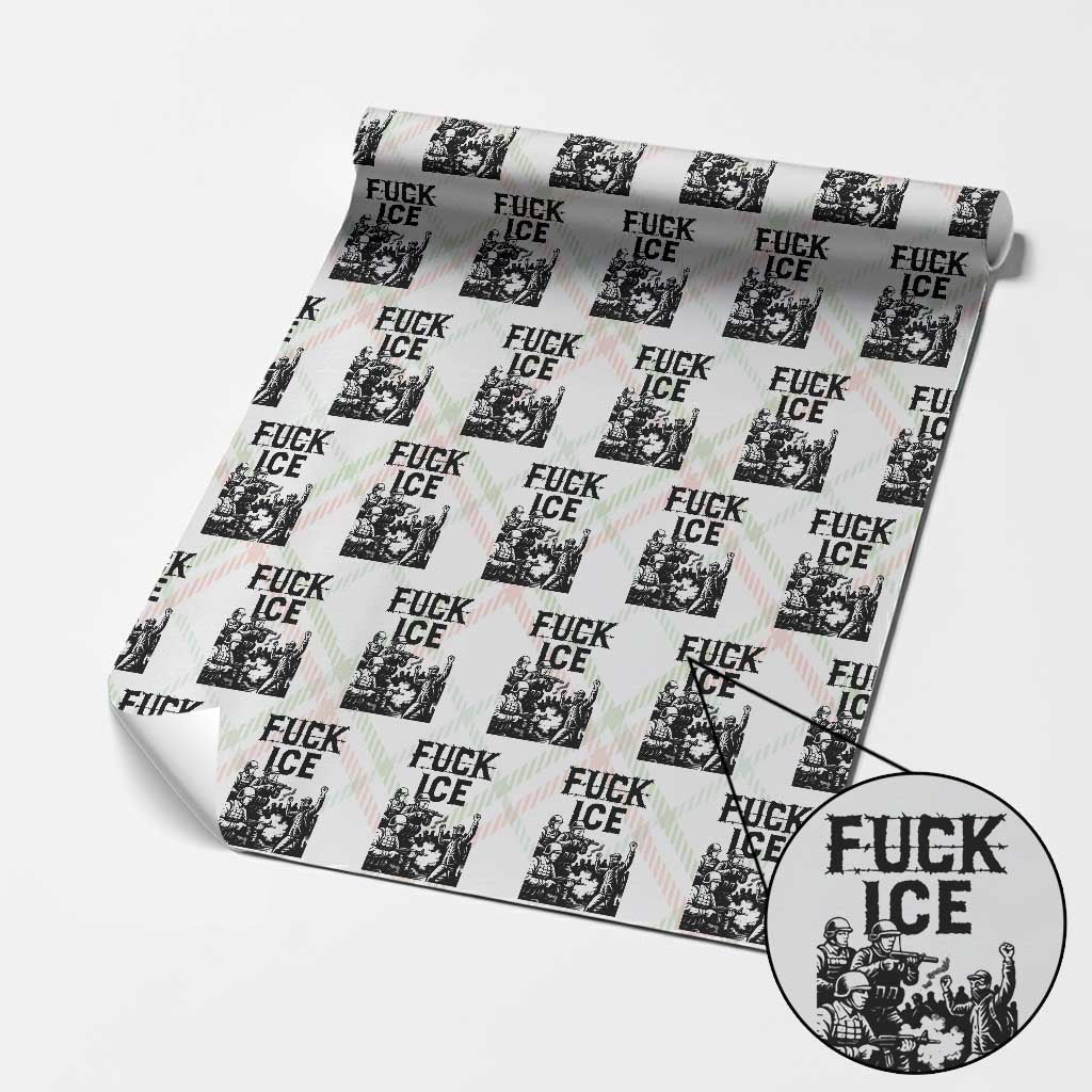F Ice Riot Protest Graphic Wrapping Paper Roll Political Resistance Against Ice Violence TS02 Christmas Plaid Print Your Wear