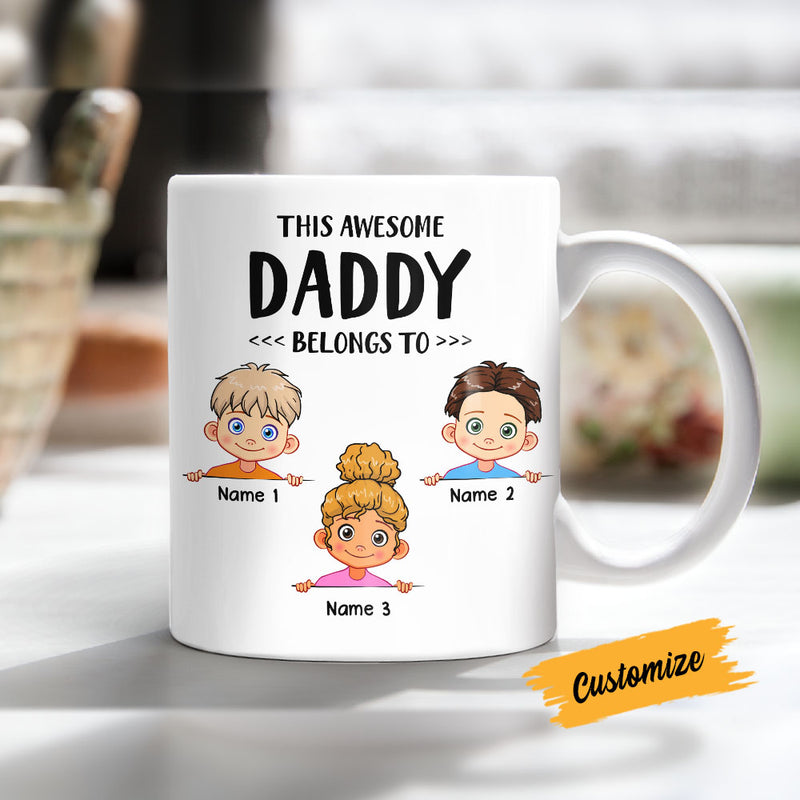 Personalized Father's Day Gift, This Awesome Mom Dad Grandma Grandpa Belongs To Mug CTM Custom - Printyourwear