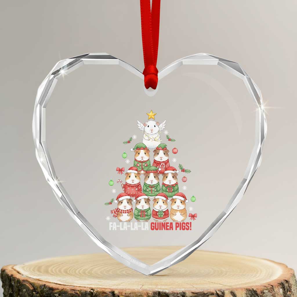 Fa La La La Guinea Pigs Heart Crystal Glass Ornament Funny Christmas Cavy Lover Gift TS12 Transparent Glass 3'' Heart Print Your Wear