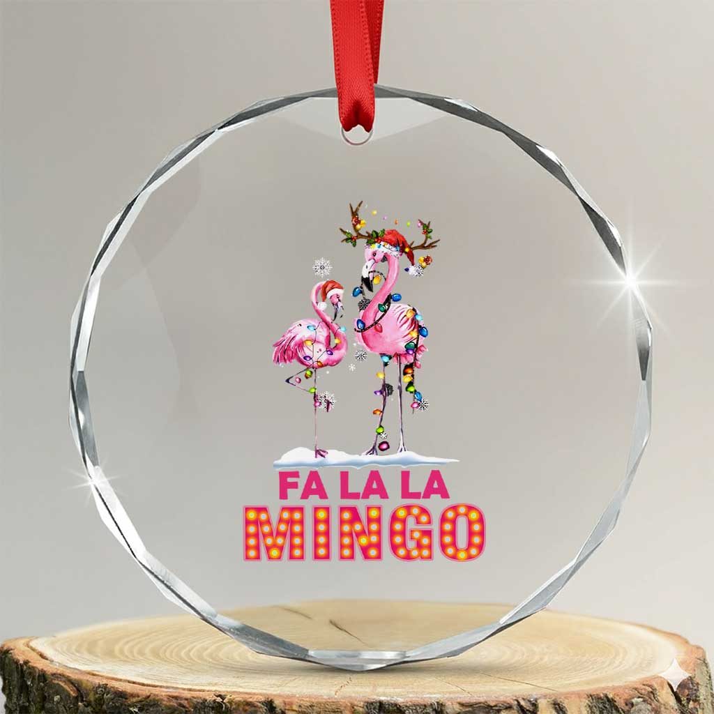 Fa La La Mingo Flamingo Hawaiian Xmas Crystal Glass Ornament TS09 Transparent Glass 3'' Circle Print Your Wear