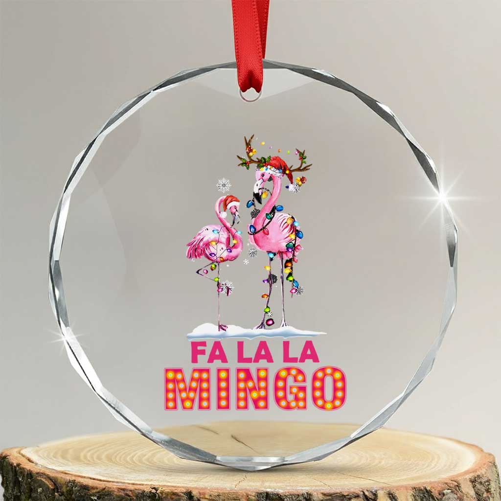Fa La La Mingo Flamingo Hawaiian Xmas Crystal Glass Ornament TS09 Transparent Glass 3'' Circle Print Your Wear
