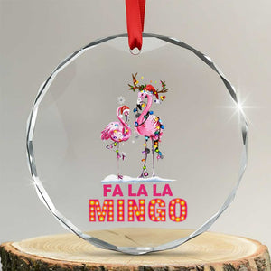 Fa La La Mingo Flamingo Hawaiian Xmas Crystal Glass Ornament TS09 Transparent Glass 3'' Circle Print Your Wear