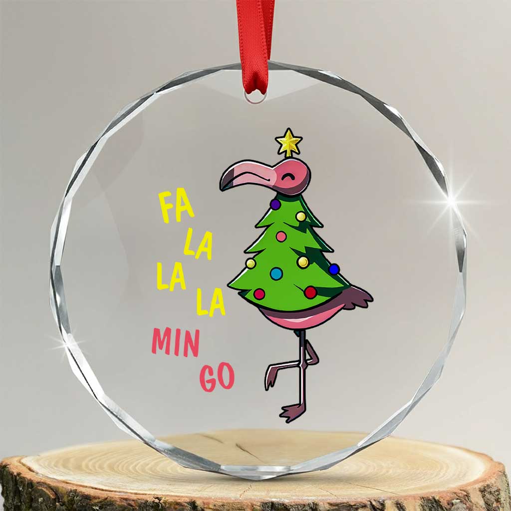 Fa La La Mingo Flamingo Hawaiian Xmas Tree Crystal Glass Ornament TS09 Transparent Glass 3'' Circle Print Your Wear