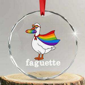 Faguette LGBTQ Crystal Glass Ornament Funny Pride Goose Rainbow TS14 Transparent Glass 3'' Circle Print Your Wear