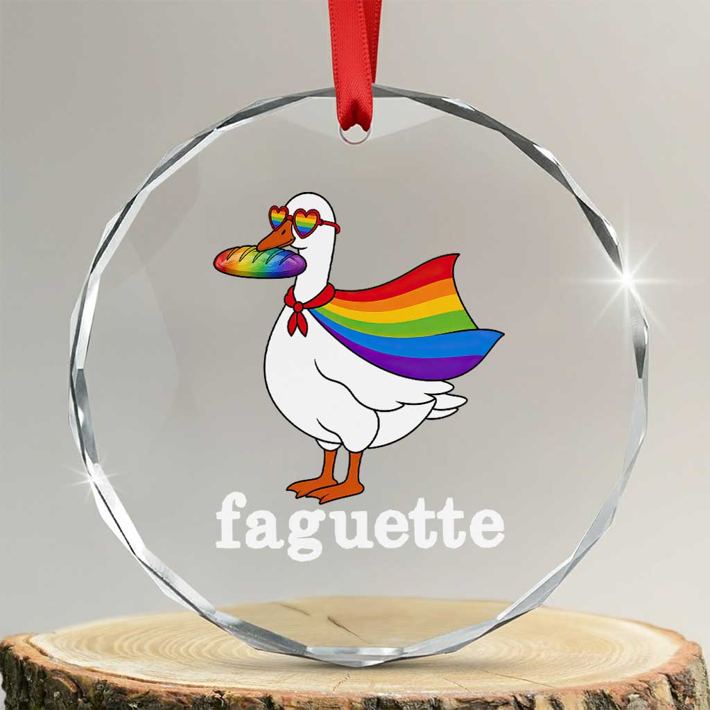 Faguette LGBTQ Crystal Glass Ornament Funny Pride Goose Rainbow TS14 Transparent Glass 3'' Circle Print Your Wear