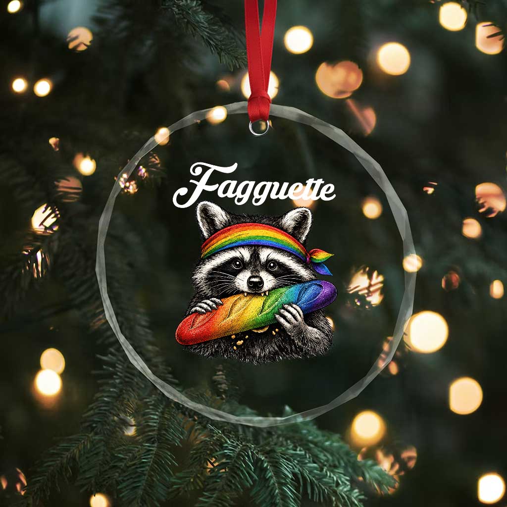 Faguette LGBTQ Crystal Glass Ornament Funny Pride Raccoon Rainbow TS14 Print Your Wear