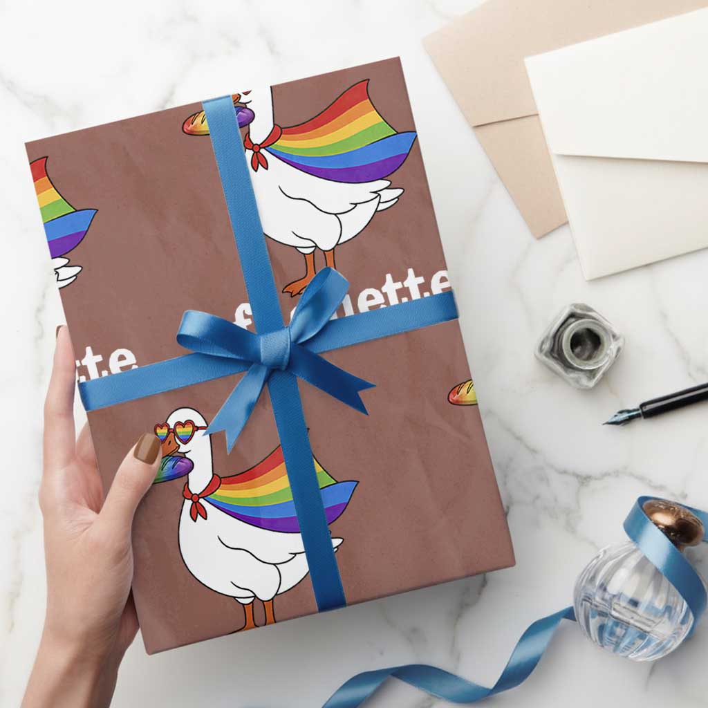 Faguette LGBTQ Wrapping Paper Roll Funny Pride Goose Rainbow TS14 Mocha Print Your Wear