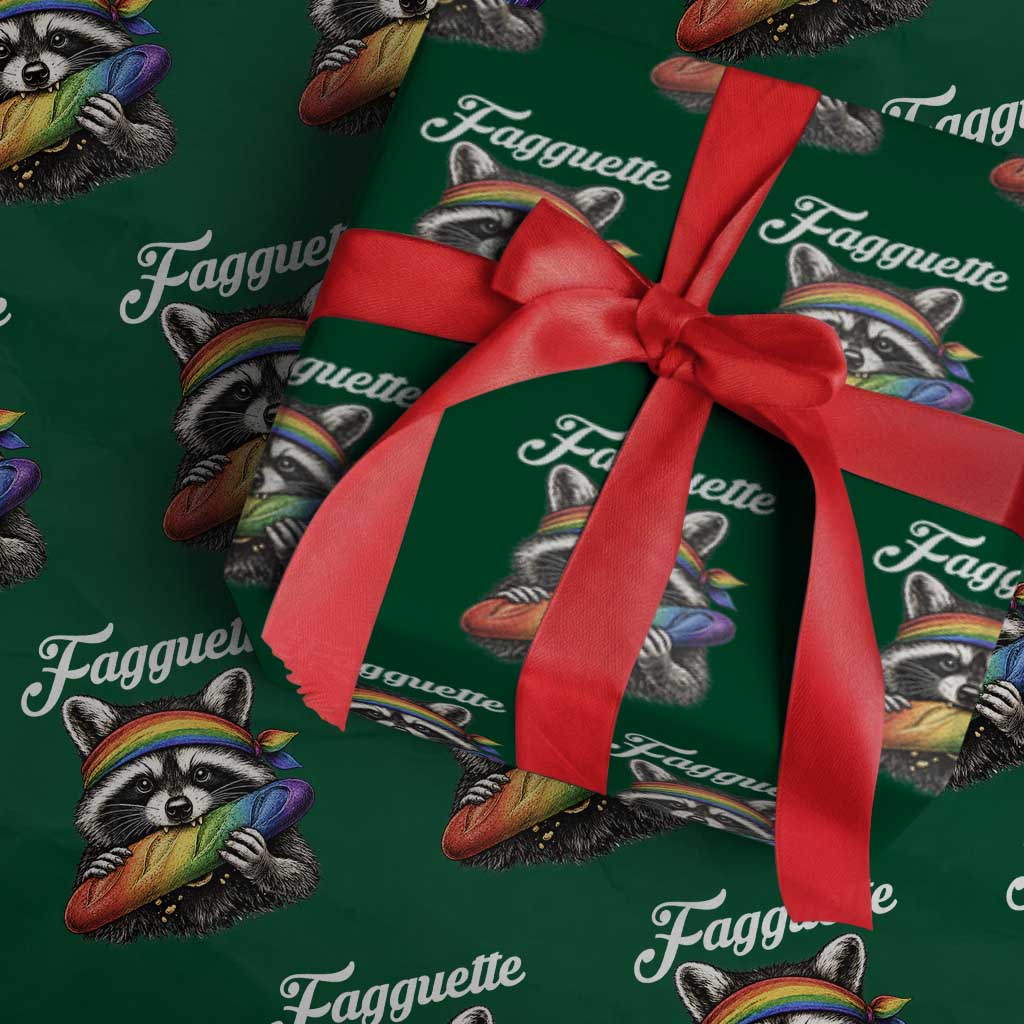 Faguette LGBTQ Wrapping Paper Roll Funny Pride Raccoon Rainbow TS14 Green Print Your Wear